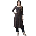 ishin Women39s Rayon Burgundy Embellished A-Line Kurta