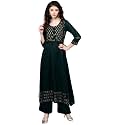 ishin Women39s Rayon Green Printed Anarkali Kurta