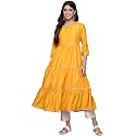 ishin Women39s Silk Embellished Yellow Anarkali Kurta