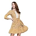 ishin Women39s Knee-Length Embellished Floral Dress