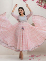 Ishin Women Fit and Flare Pink MaxiFull