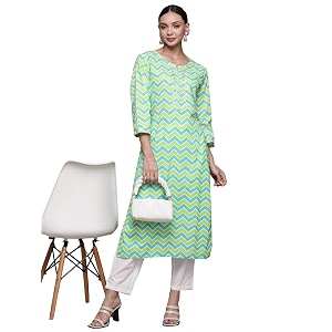 ishin Women Cotton Blend Kurta With Trouser