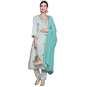 ishin Womens Viscose Rayon Embroidered A-Line Kurta