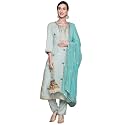 ishin Women39s Viscose Rayon Embroidered A-Line Kurta