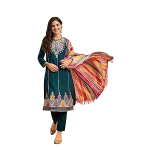 ishin Women Yoke Design Ethnic motifs teal