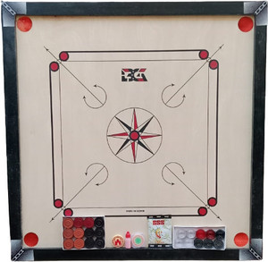 ishu sports carrom board with 2 striker2 powder1 wooden coins and 1 crystal coins 82 cm carrom board
