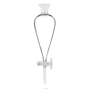 isko borosilicate glass heavy wall conical separating funnel with interchangeable glass stopper and full teflon ptfe stopcock 2000ml capacity
