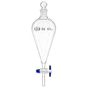ISKO® Borosilicate Glass Heavy Wall Conical Separating Funnel with interchangeable glass stopper and full teflon PTFE Stopcock (60ML Capacity)