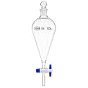 ISKO® Borosilicate Glass Heavy Wall Conical Separating Funnel with interchangeable stoppers and fully teflon PTFE Stopcock (125ML Capacity)