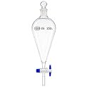ISKO® Borosilicate Glass Heavy Wall Conical Separating Funnel with interchangeable glass stopper and fully teflon PTFE Stopcock (250ML Capacity)