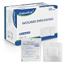 Island Dressing Bordered Gauze 4"x4", 50 Individually Packed Non-Stick Pad in Center with Adhesive Border,Soft Absorbent Medical Grade Dressing Gauze Pad for Wound Care and First Aid