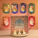 Island Rangoli Deep Mandapam Set of 12 with LED Candles & Golden Cards | Royal Jharokha Wall & Home Decor for Diwali Decoration | Festive Decor | Easy Wall Decor | Staircase Wall Decor (DM-12)