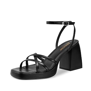 ISNOM Platform Heels for Women Block Chunky