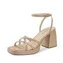 ISNOM Platform Heels for Women Block Chunky
