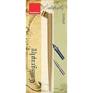 isomars oblique wooden calligraphy holder with brass flange amp 2 nibs