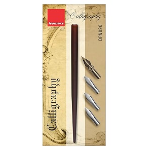 isomars wooden calligraphy pen holder set with 4 professional nibs