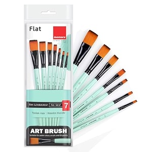 isomars canvaa flat paint brush set of 7  synthetic brushes 0-12
