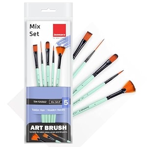 isomars paint brush set of 5  mixed shapes synthetic artist brushes