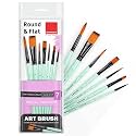 Isomars Paint Brush Set of 7 – Mixed Round &amp; Flat Synthetic Brushes
