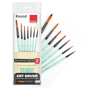isomars round paint brush set of 7  synthetic brushes sizes 0-12