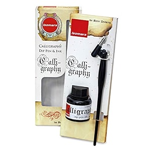 isomars oblique dip pen set with flex nib amp 35ml black ink