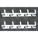 iSTAR 5 Pin Bathroom Cloth Hooks Hanger Door Wall Bedroom Bathroom Robe Hooks Rail for Hanging Keys,Clothes,Towel Steel Hook (Silver) (Pack of 2), Aluminium