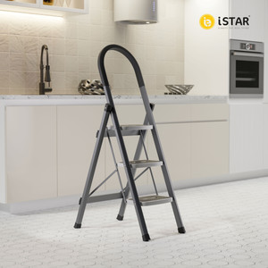 iSTAR Foldable 3-Step Steel Ladder with Hand