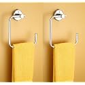 iSTAR Stainless Steel 304 Grade Chrome Finished Half Square Shape Towel Ring/Napkin Holder/Towel Hanger Pack of 2