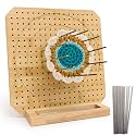 Iswabard Blocking Mats Blocking Board for Crocheting with 15 Stainless Steel Rods Crochet Blocking Board Large Base Bamboo Granny Square (Bamboo-D10‘’)