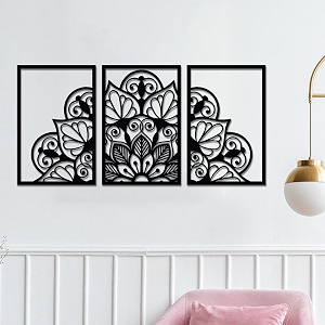 it2m wooden pre-laminated mandala wall art for home dcor items  wall dcor items  room decoration items for bedroom wall hanging decoration  home dcor items for wall  gift items  set of 3