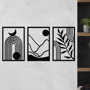 wooden pre-laminated boho wall art for home dcor items  wall dcor items  room decoration items for bedroom wall hanging decoration  home dcor items for wall  gift items  set of 3