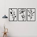 Wooden Pre-Laminated Flower Wall Art for Home Décor Items | Wall Décor Items | Room Decoration Items for Bedroom| Wall Hanging Decoration | Home Décor Items For Wall | Gift Items | Set of 3