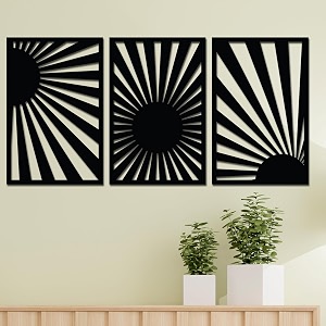 it2m wooden pre-laminated sun light wall art for home dcor items  wall dcor items  room decoration items for bedroom wall hanging decoration  home dcor items for wall  gift items  set of 3