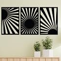 IT2M Wooden Pre-Laminated Sun Light Wall Art for Home Décor Items | Wall Décor Items | Room Decoration Items for Bedroom| Wall Hanging Decoration | Home Décor Items For Wall | Gift Items | Set of 3