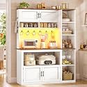Itaar Farmhouse Bakers Rack Coffee Bar Cabinet with Storage, Power Outlet