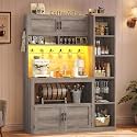 Itaar Farmhouse Bakers Rack Coffee Bar Cabinet with Storage, Power Outlet