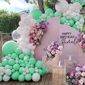 itaf green amp white pastel balloons for birthdayanniversaryengagementweddingbaby showerfarewellany special event theme party decoration - pack of 50