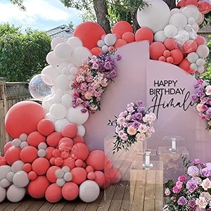 itaf red amp white pastel balloons for birthdayanniversaryengagementweddingbaby showerfarewellany special event theme party decoration - pack of 50