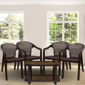 italica plastic table  chair set finish color - brown pre-assembled
