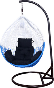itaws hanging swing chair with stand include soft fluffy cushion pillow iron hammock white blue black diydo-it-yourself