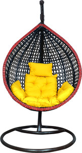 itaws hanging swing chair with stand include soft fluffy cushion pillow iron hammock black red yellow diydo-it-yourself
