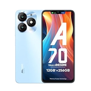itel a70 4gb ram 256gb rom upto 12gb ram with memory fusion  13mp dual rear camera amp 8mp front camera  5000mah with type-c  dynamic bar  side fingerprint  octa-core processor  azure blue