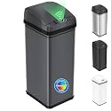 iTouchless 13 Gallon Tall Kitchen Trash Can with Lid, Pet Lock &amp; Odor Filter, Patented 50L Automatic Motion Sensor Garbage Bin, Large Capacity No-Bending Stainless Steel Waste Basket, Matte Gray