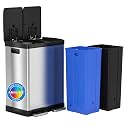 iTouchless 2 x 8 Gallon Dual Kitchen Trash Can &amp; Recycling Bin, Odor Filter