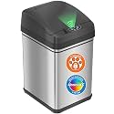 iTouchless 8 Gallon / 30 Liter Sensor Dog Poop Trash Can with Lid &amp; AbsorbX Odor Filter, Pet-Proof Lid Lock Pet Stainless Steel Touchless Waste Bin, Large Capacity, Silver