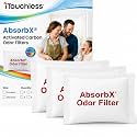 iTouchless Official AbsorbX Trash Can Deodorizer 3-Pack All Natural Activated Charcoal Odor Absorber Stops Garbage Smells, Compost Bin Air Freshener Filter for 8 Gal &amp; Larger Trashcan with Compartment