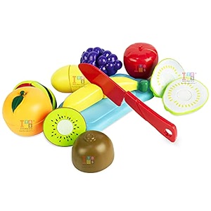 itoys realistic sliceable 10 pcs fruits cutting play toy set can be cut in 2 parts assorted fruits
