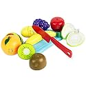 Itoys Realistic sliceable 10 pcs Fruits Cutting Play Toy Set, can be Cut in 2 Parts, Assorted Fruits