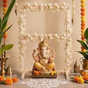 itsy bitsy folding pine wooden decoration backdrop stand 23 x 30 inch  pooja decoration backdrop frame tabletop display ganesha chaturthi festival decoration event backdrops amp home dcor