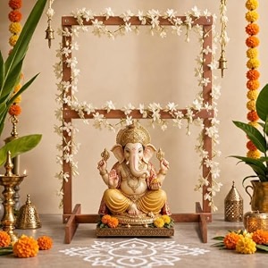 itsy bitsy folding wooden decoration backdrop stand 23 x 30 inch  pooja decoration backdrop frame tabletop display ganesha chaturthi festival decoration event backdrops amp home dcor